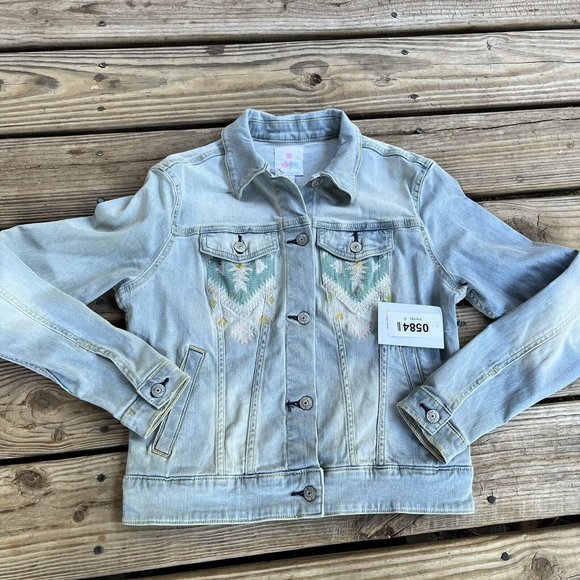Lularoe‎ Harvey Denim Jean Jacket Womens Size Small NWT Native American/ Aztec - Picture 1 of 11